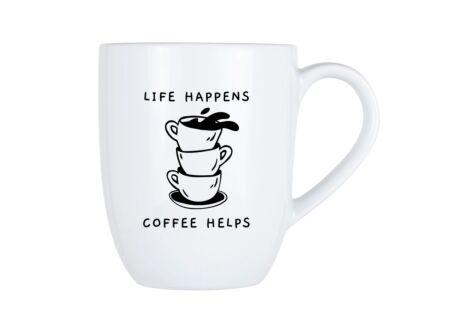 Mok Cosy Life Happens 53cl - porselein - wit