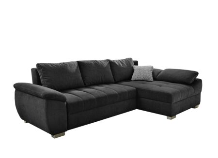 Hoeksalon Alster 268x161cm - stof - zwart met bedfunctie