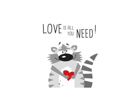 Serviette Need Love Racoon 33x33cm grijs 20 stuks