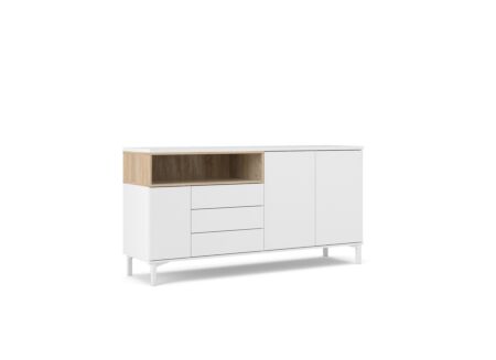 Dressoir Roomers 176cm - spaanplaat - witte eik