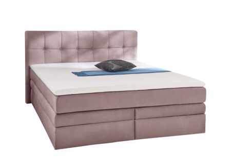 Boxspring Amy 180x200cm - stof - roze met opbergruimte