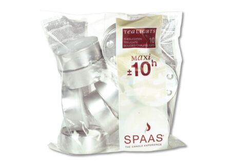 Theelichtjes Maxi 10u wit, set van 10
