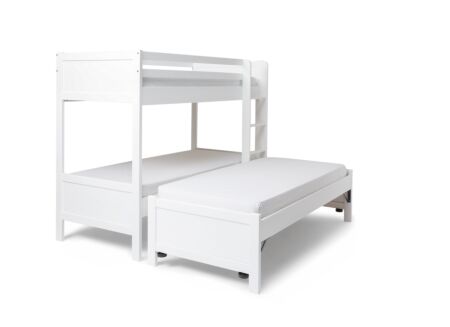 Stapelbed met bedlade Duet 90x200cm - massieve beuk - wit