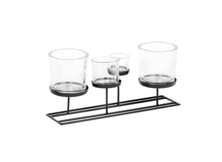Kaarsenhouder Lincoln  B45cm - metaal & glas - zwart