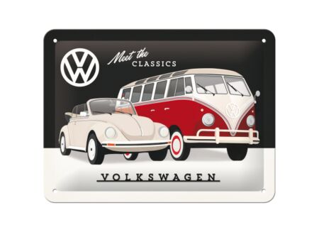 Plakkaat VW Meet the classics 15x20cm - metaal - meerkleurig