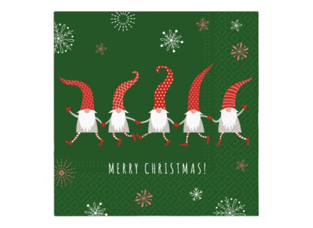 Serviette Friendly Gnomes 33x33cm - papier - multicolor - 20 stuks