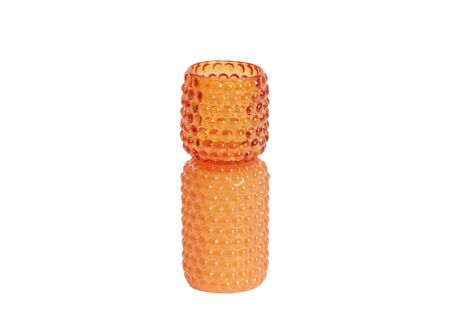 Theelichthouder Bublini H20,5cm - glas - oranje