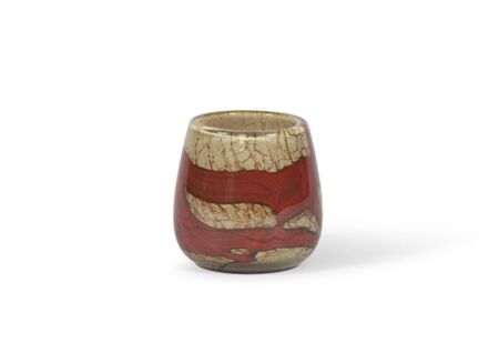 Theelichthouder H11cm - glas - honing & rood