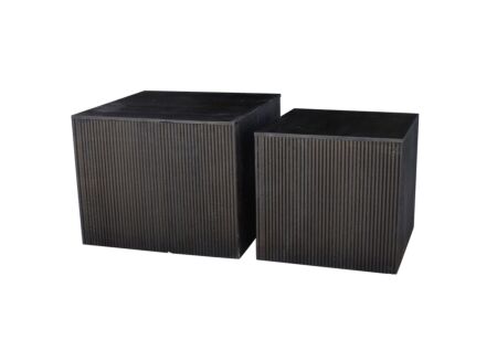 Salontafel Davide hout massief vierkant zwart set van 2