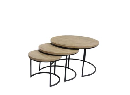 Bijzettafel Cronos Ø80cm - decor eik - naturel - set van 3