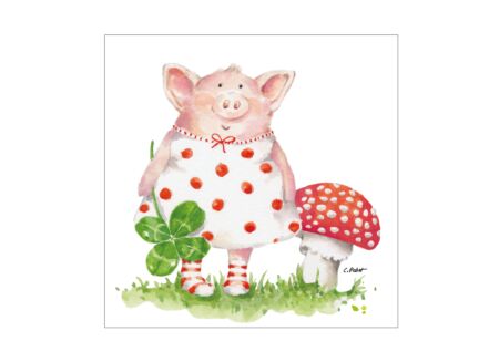 Serviette Lucky Piggy 33x33cm - papier - multicolor 20 stuks