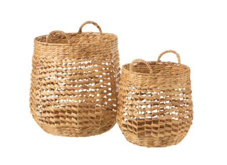 Rieten mand Waterhyacinth  42,5x55cm - riet - naturel set van 2