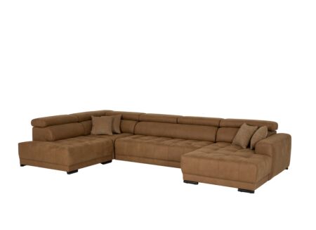 Hoeksalon Rimini 388x224cm - stof - cognac