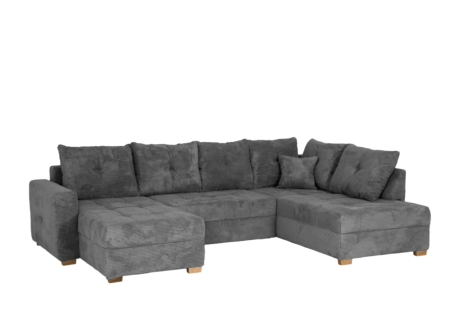 Hoeksalon Abby 311x170cm - stof - grijs met bedfunctie