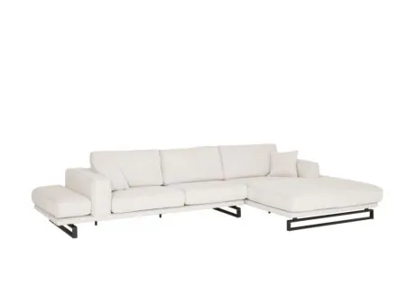 Hoeksalon Helio 393x197cm - stof - lichtbeige