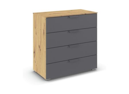 Commode 80x42x81cm - decor - artisanale eik & grijs metallic Commode 80x42x81cm - decor - artisanale eik & grijs metallic