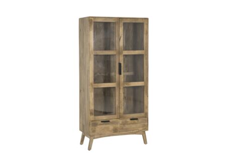 Vitrinekast Tribe 100cm - mango massief - naturel