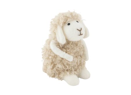 Knuffel Schaap Curly  13x11x17cm - textiel - natuur