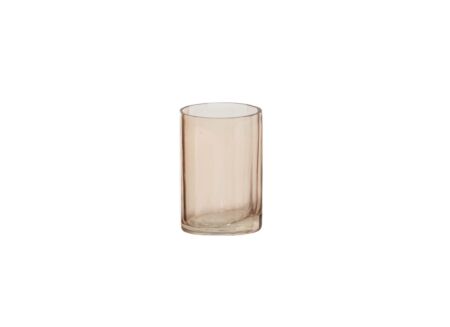 Theelichthouder Ø7x10cm - glas - zalmroze