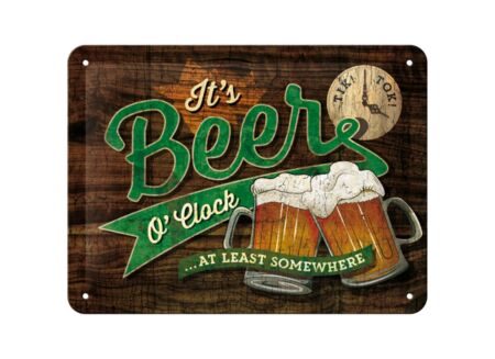 Plakkaat Beer O'Clock 15x20cm - metaal - meerkleurig