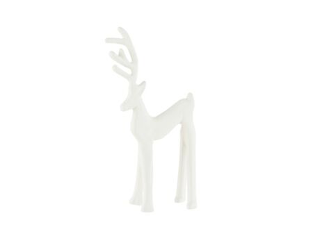 Kerstdecoratie Rendier 12x6x25,5cm - aluminium - wit