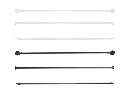 Gordijnroede 120-210cm - staal - wit & zwart