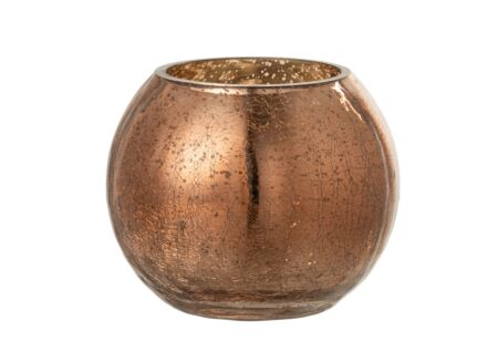 Windlicht Bol Craquele effect H9,5cm - glas - brons