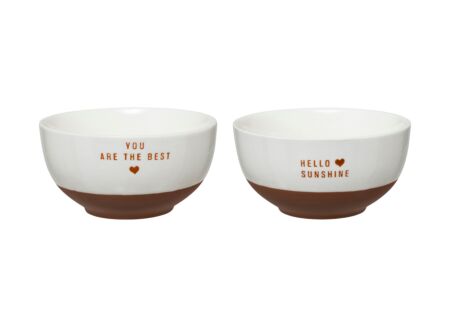 Kom Hello Ø13x6,5cm - porselein - wit/rood