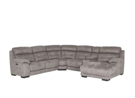 Hoeksalon Krall 344x300cm - stof - zilvergrijs - met relax