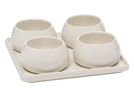 Aperoset Nora 5st Ø21x6,80cm - aardewerk - wit
