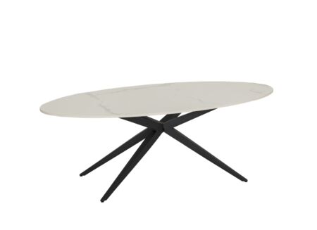 Salontafel 65x130cm - keramiek & metaal - wit