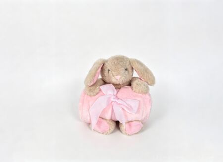 Knuffel Konijn met plaid 75x100cm - polyester - roze