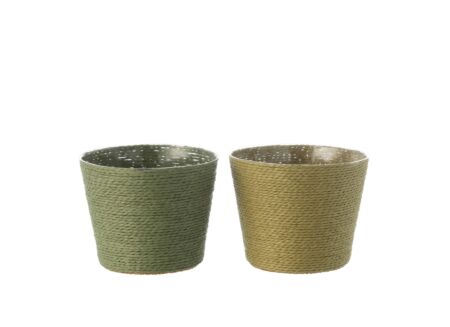 Bloempot H11cm - kunststof & papier - groen