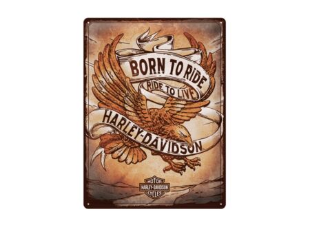 Plakkaat Harley Davidson 40x30cm - metaal - multicolor