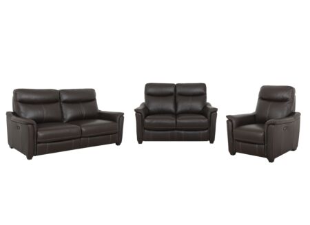 Zetel Wise 2,5+2+1-zit - leder - walnut elektrisch