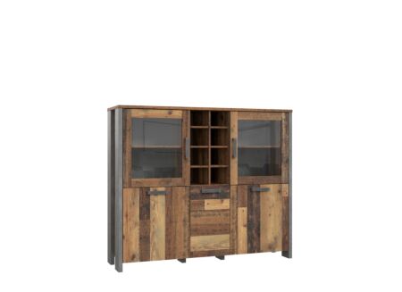 Vitrinekast Clif 151cm - decor - old wood/beton