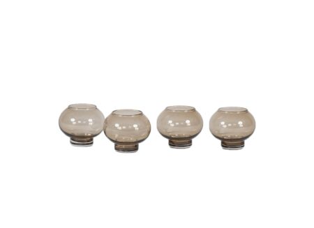 Windlicht H10cm - glas - mocha set van 4