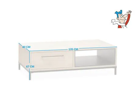 Salontafel Bridge 135x40cm - lamulux - fresh oak/old piano