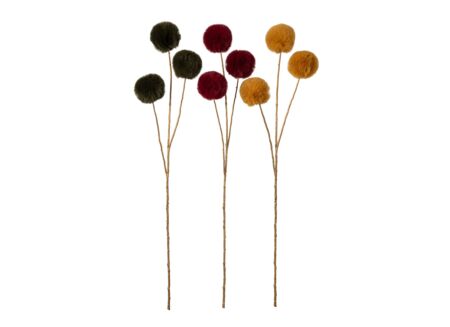 Kunstbloem Pompon 73x16x6cm - katoen - bruin & donkergroen Kunstbloem Pompon 73x16x6cm - katoen - bruin & donkergroen