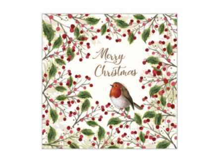Serviette Merry Bird 25x25cm - papier - multicolor - 20 stuks