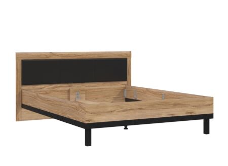 Bed Dalate 160x200cm - meubelplaat - kastanje eik/mat zwart