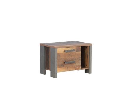 Nachtkastje Clif 62x42x41cm - meubelplaat - old wood/beton