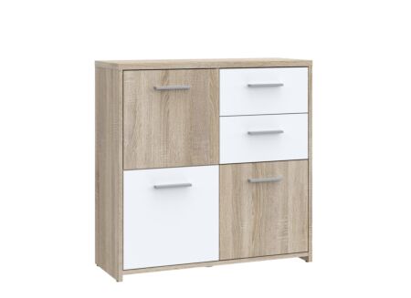 Kast Best Chest 77x30x78cm - meubelplaat - sonoma eik/wit