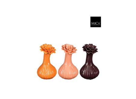 Vaas Yvke H21cm - keramiek - paars/roze/oranje