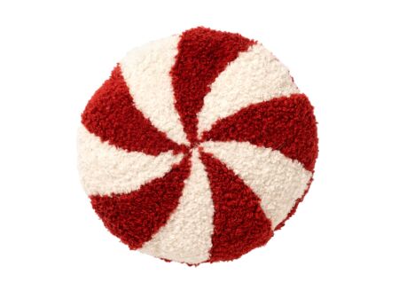 Kussen Candy Pop Ø36cm - stof - pompeian red & wit