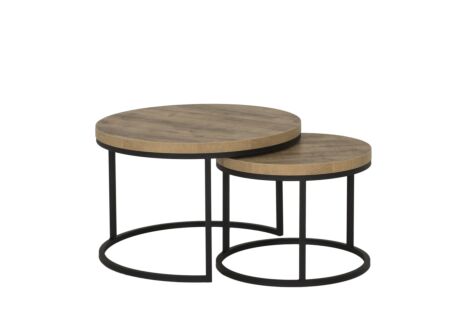 Bijzettafel SL2303  Ø76xH45,5cm/Ø56xH38,5cm - metaal/decor - tropix set van 2
