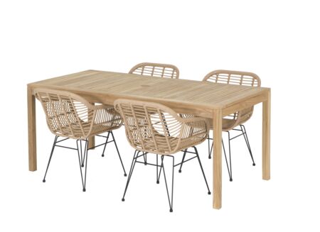 Tuinset Voodoo 180x90cm met 4 tuinstoelen Flores