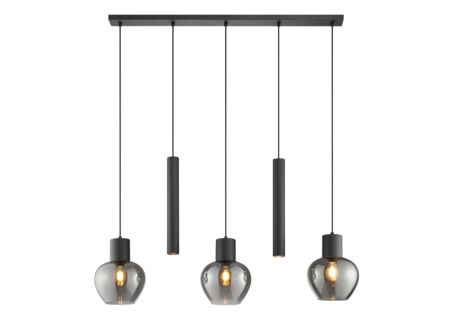 Hanglamp Nuvia 3x20W E27 & 2x10W GU10 - metaal - zwart