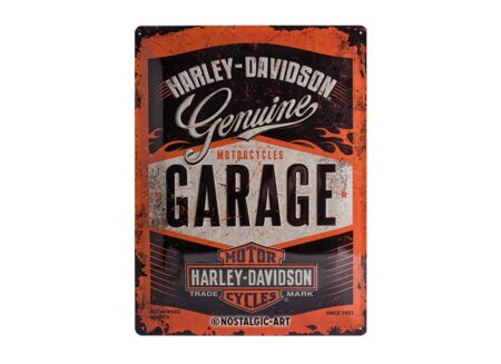 Plakkaat Harley Davidson Garage 40x30cm - metaal - meerkleurig