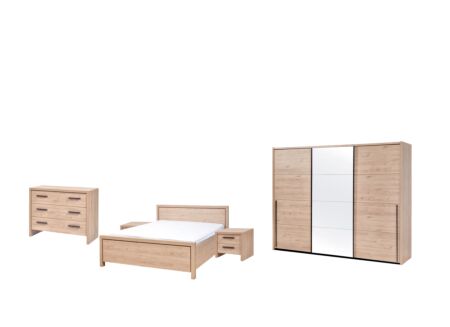 Slaapkamer met bed 140x200cm - kleerkast 253cm castella